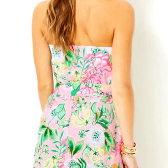 Lilly Pulitzer Pink and Green Strapless Dress - Picture 2 of 5